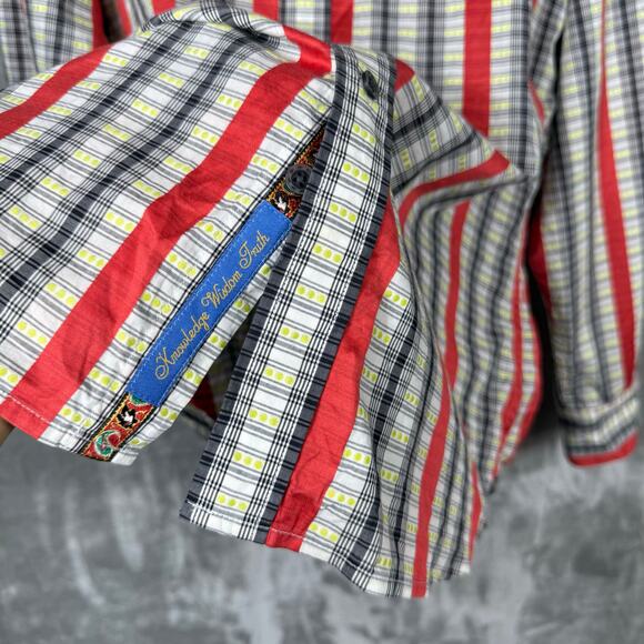 Robert Graham Button Shirt Mens XL Striped Colorful Vibrant Paisley Flip Cuff - Picture 5 of 13